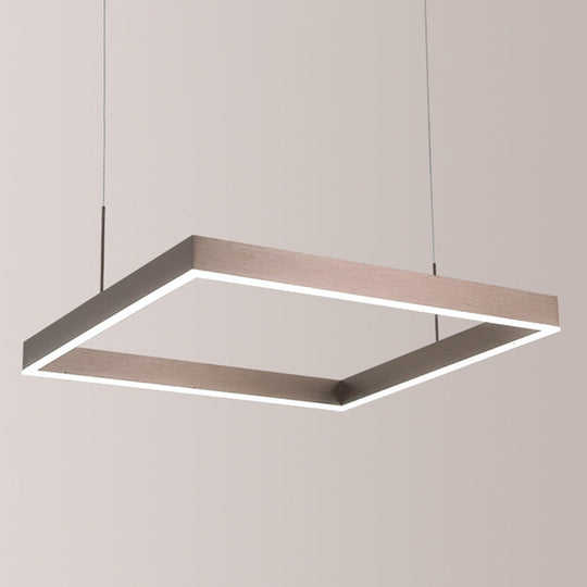 Modern Square Acrylic LED Chandelier - Coffee Finish Pendant Ceiling Light