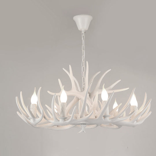 Antler Deco Resin Candle Chandelier: Country Style Suspension Light For Restaurant Ambience