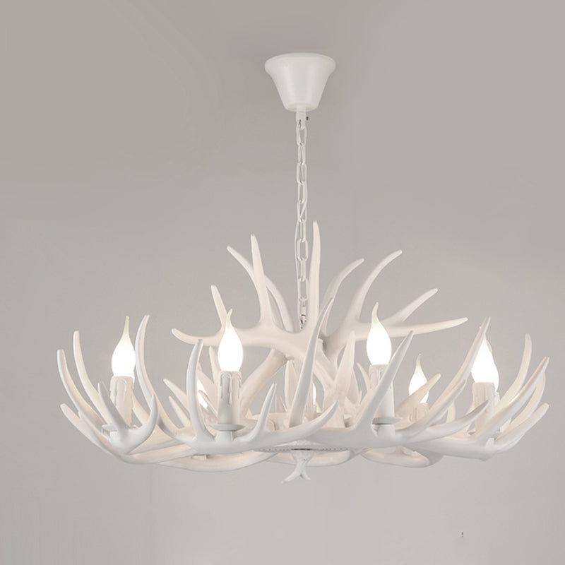 Antler Deco Resin Candle Chandelier: Country Style Suspension Light For Restaurant Ambience 9 /