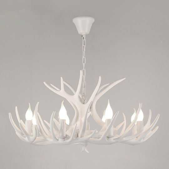 Antler Deco Resin Candle Chandelier: Country Style Suspension Light For Restaurant Ambience