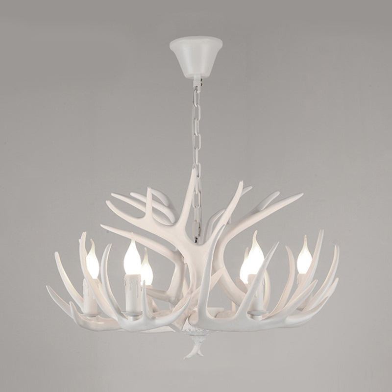 Antler Deco Resin Candle Chandelier: Country Style Suspension Light For Restaurant Ambience