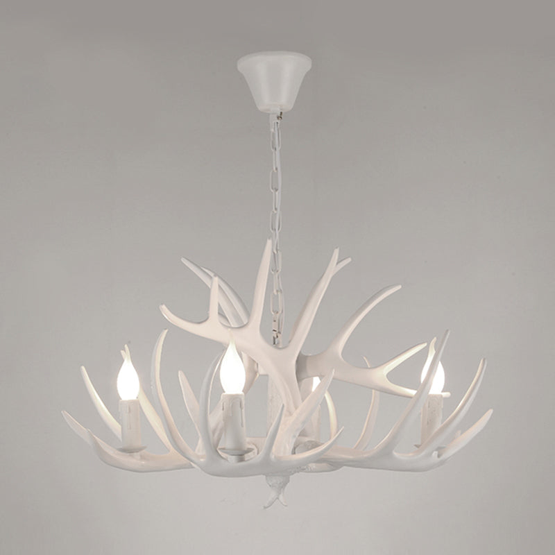 Antler Deco Resin Candle Chandelier: Country Style Suspension Light For Restaurant Ambience