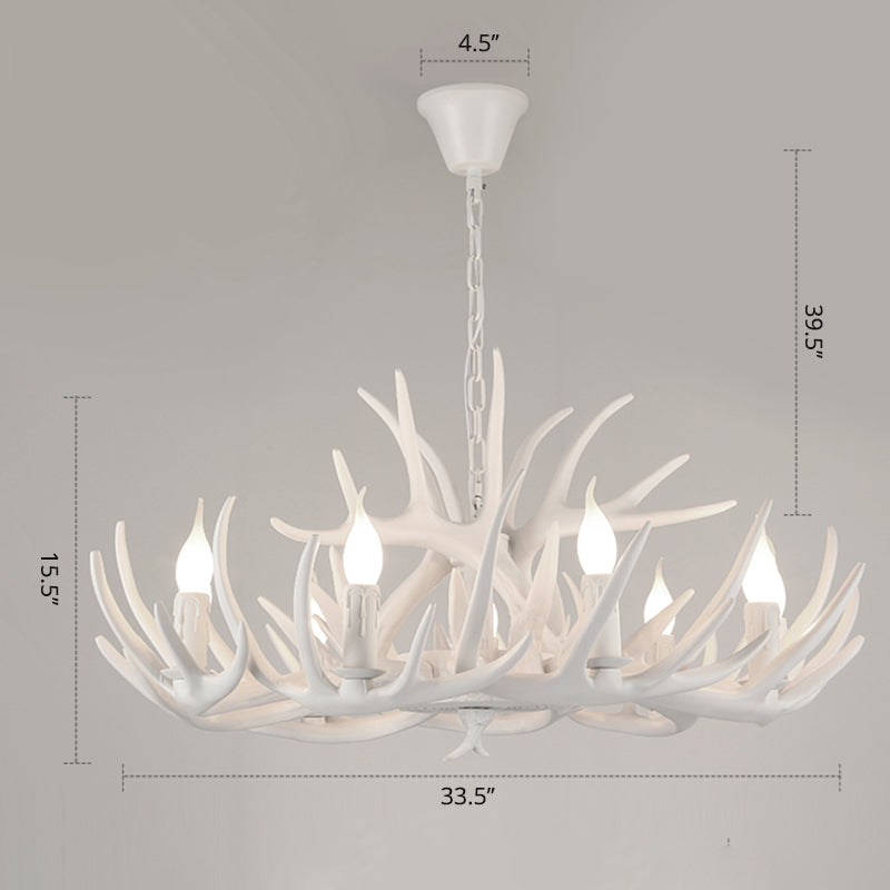 Antler Deco Resin Candle Chandelier: Country Style Suspension Light For Restaurant Ambience