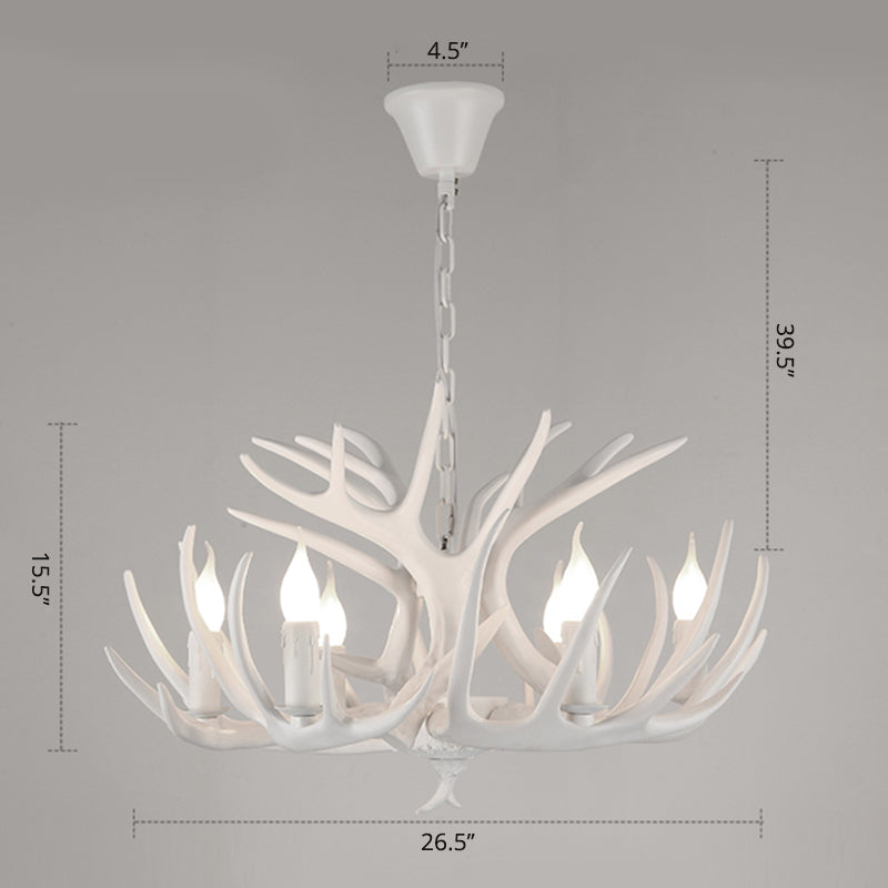 Antler Deco Resin Candle Chandelier: Country Style Suspension Light For Restaurant Ambience