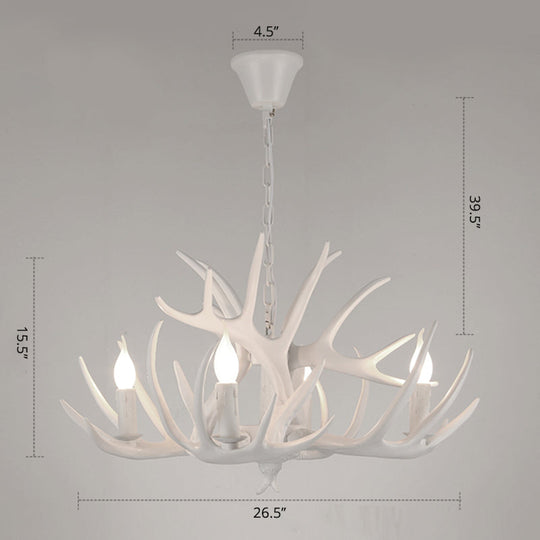 Antler Deco Resin Candle Chandelier: Country Style Suspension Light For Restaurant Ambience