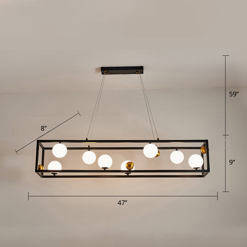 Metal Pendant Light With Milk Glass Shade For Industrial Dining Rooms