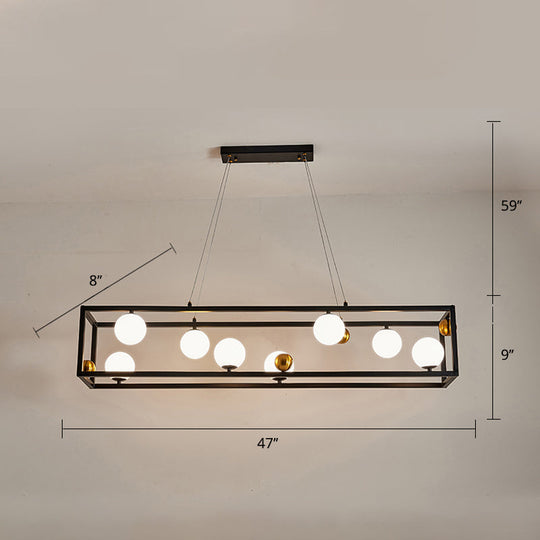 Metal Pendant Light With Milk Glass Shade For Industrial Dining Rooms