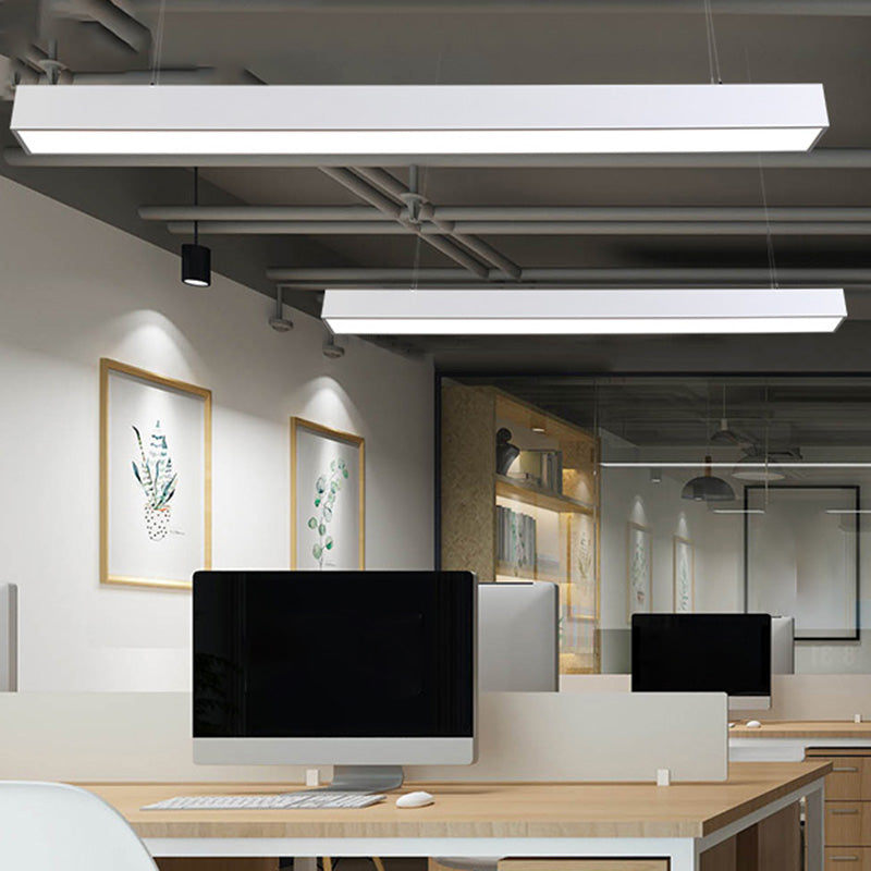 Linear Led Pendant Light: Sleek Aluminum Fixture For Modern Office Ceilings. Silver / 35.5 4