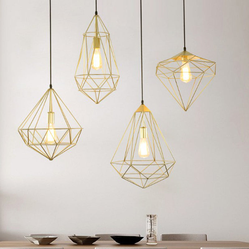 Loft Style Iron Wire Cage Pendant Lamp - Dining Room Suspension Light Fixture