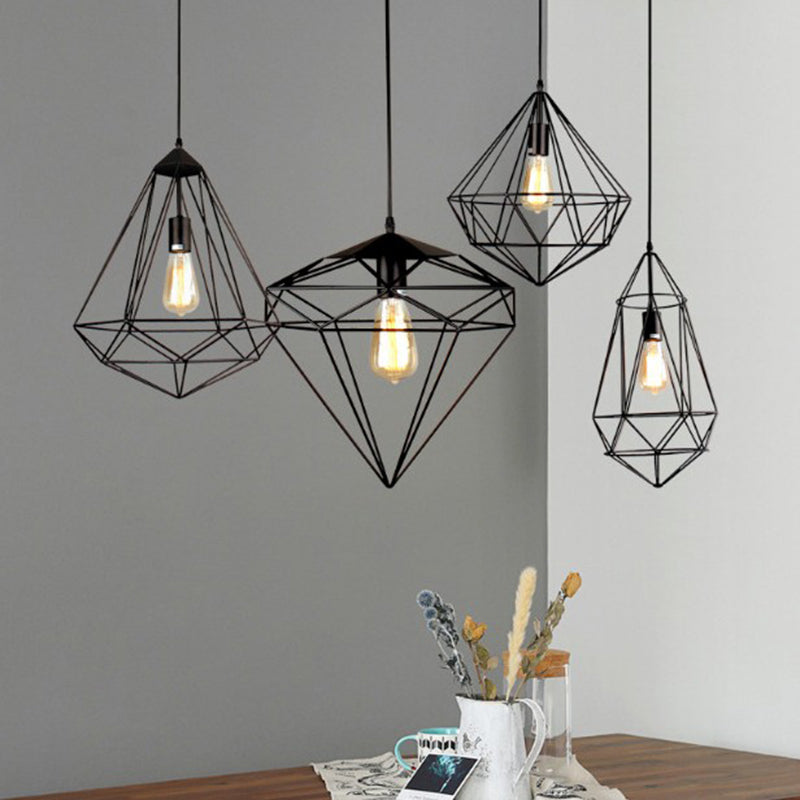 Loft Style Iron Wire Cage Pendant Lamp - Dining Room Suspension Light Fixture