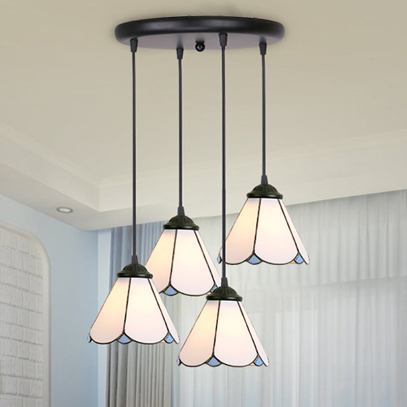 Handcrafted Tiffany Style Floral Pendant Ceiling Light Suspension Lamp For Dining Room