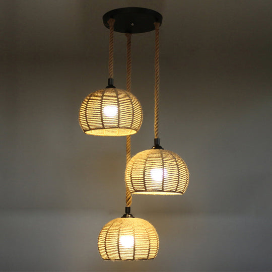 Hemp Rope Hanging Pendant Light For Farmhouse Dining Room 3 / Wood 12