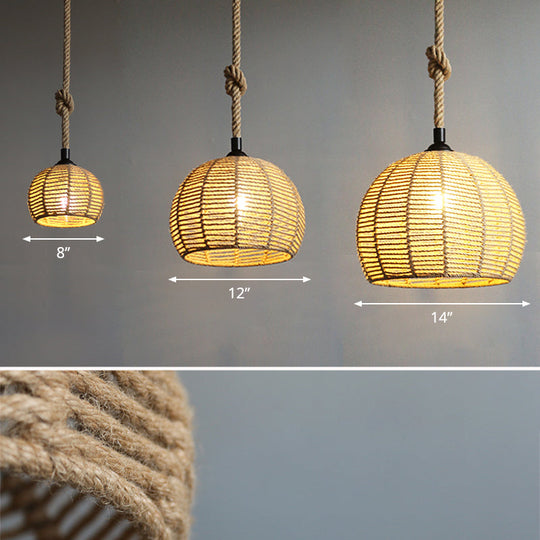 Hemp Rope Hanging Pendant Light For Farmhouse Dining Room