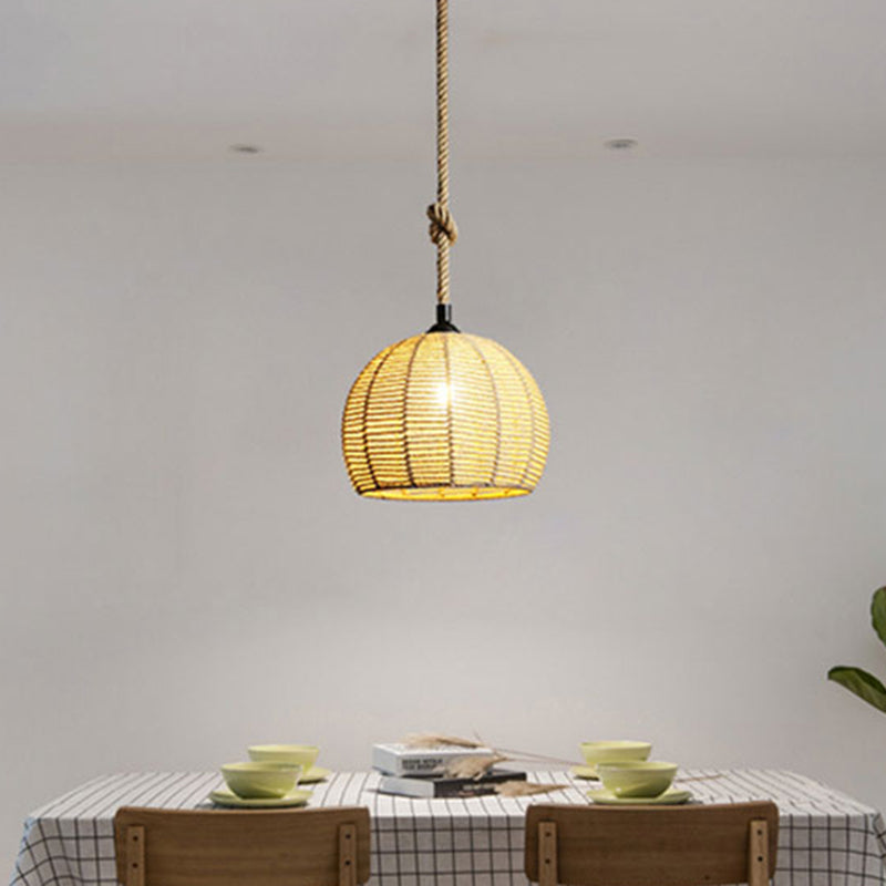 Hemp Rope Hanging Pendant Light For Farmhouse Dining Room 1 / Wood 12