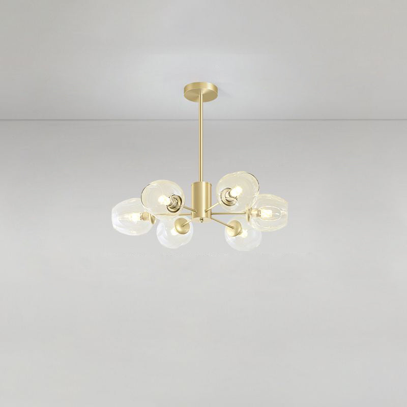 Gold Finish Dimpled Glass Cup Chandelier - Postmodern Hanging Lamp For Living Room 6 /