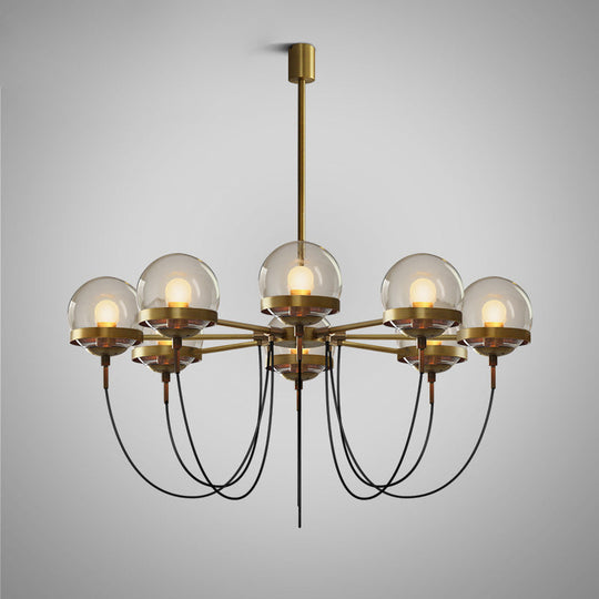 Rustic Cognac Glass Chandelier With Swoop Arm 8 / Bronze