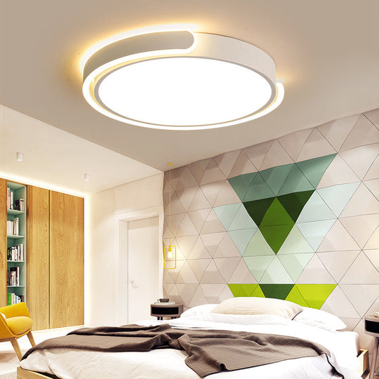 Modern Metal Led Ceiling Light Fixture With Acrylic Diffuser - Stylish Flushmount Lighting For