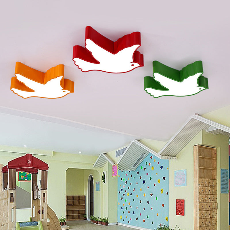 Nursery Room Delight: LED Cartoon Acrylic Bird Shaped Flush Mount Ceiling Light