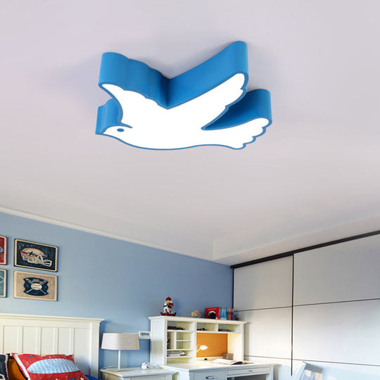 Nursery Room Delight: LED Cartoon Acrylic Bird Shaped Flush Mount Ceiling Light