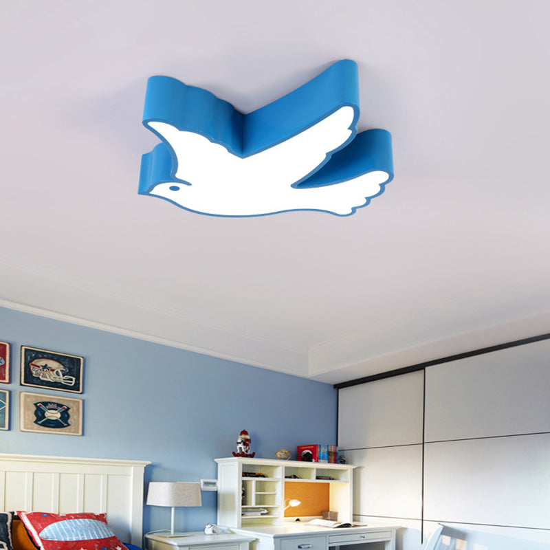 Nursery Room Delight: Led Cartoon Acrylic Bird Shaped Flush Mount Ceiling Light