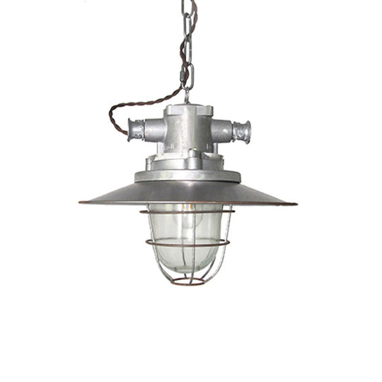 Sleek Industrial Metal Pendant Ceiling Lamp - Single Shaded Suspension Lighting For Bistro Textured