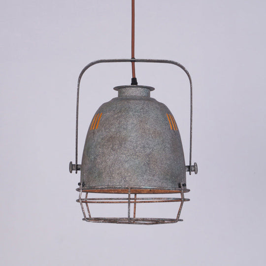 Sleek Industrial Metal Pendant Ceiling Lamp - Single Shaded Suspension Lighting For Bistro Red-Gray