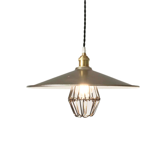 Sleek Industrial Metal Pendant Ceiling Lamp - Single Shaded Suspension Lighting For Bistro Pewter