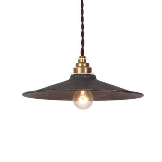 Sleek Industrial Metal Pendant Ceiling Lamp - Single Shaded Suspension Lighting For Bistro Black