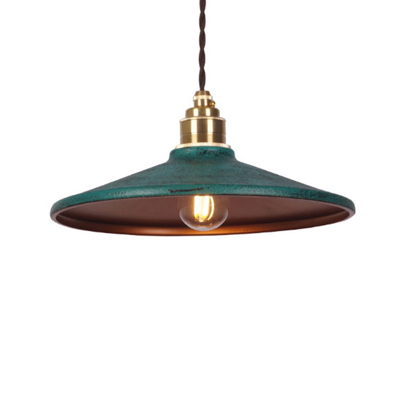 Sleek Industrial Metal Pendant Ceiling Lamp - Single Shaded Suspension Lighting For Bistro Green