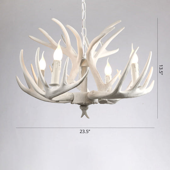 Rustic Resin Antler Chandelier - Artfully Crafted Hanging Light With Exposed Bulb Design