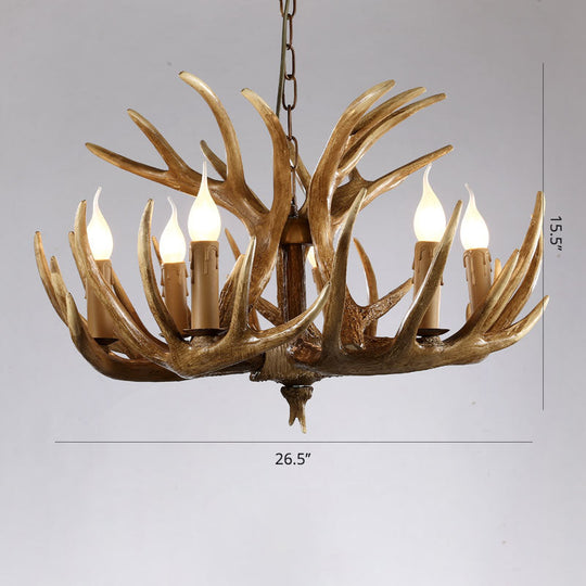 Rustic Resin Antler Chandelier - Artfully Crafted Hanging Light With Exposed Bulb Design