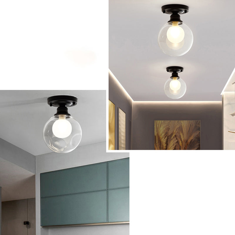 Simple Black Dual Blown Glass Flush Mount Ceiling Light - Mini Ball Design