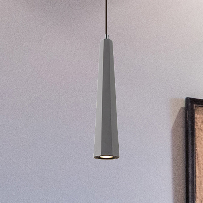 Alshain - Nordic 1 Light Pendant Lighting With Concrete Shade Black/Grey/Brown Tapered Hanging