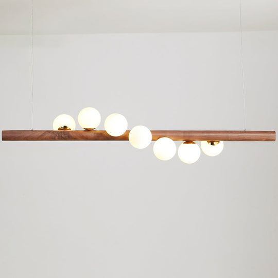 Minimalistic Milk Glass Suspension Light: Elegant Jewelry Pendant For Dining Room 7 / Dark Wood