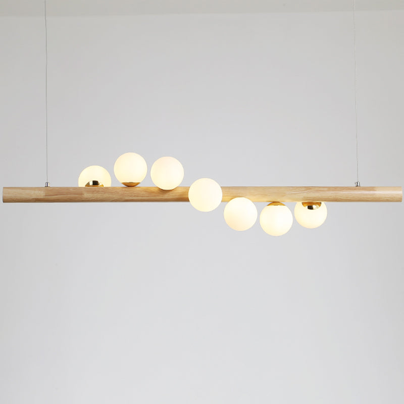 Minimalistic Milk Glass Suspension Light: Elegant Jewelry Pendant For Dining Room 7 / Wood