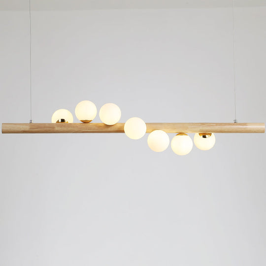 Minimalistic Milk Glass Suspension Light: Elegant Jewelry Pendant For Dining Room 7 / Wood