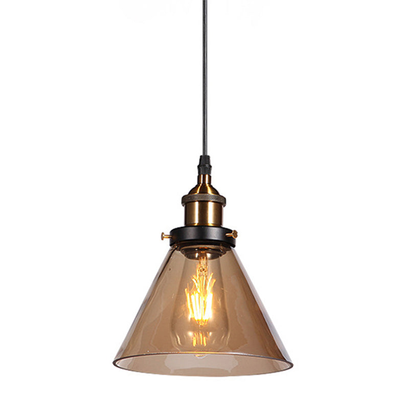 Sleek Glass Nautical Pendulum Light - Modern Geometric Dining Room Pendant Amber / Cone