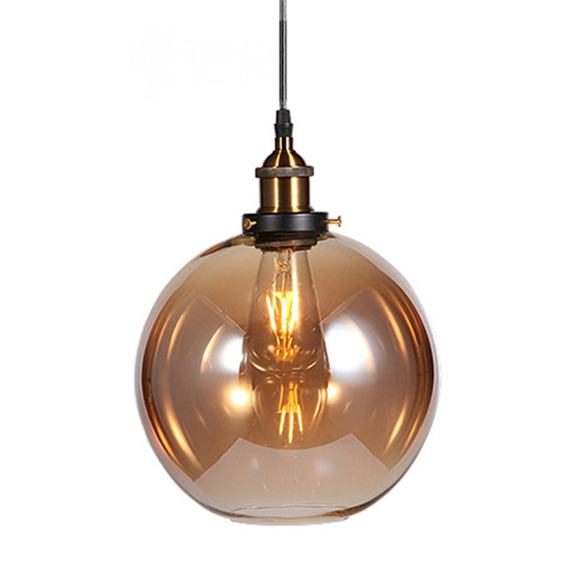 Sleek Glass Nautical Pendulum Light - Modern Geometric Dining Room Pendant Amber / Globe