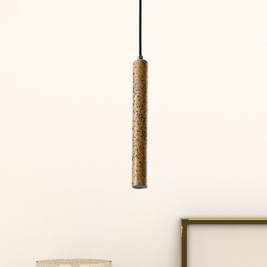 Nordic Style Concrete Tube Pendant Light - 12/21.5H Black/White/Yellow Yellow / 12