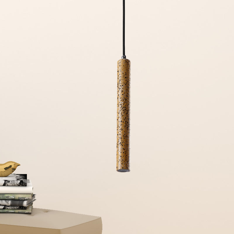 Nordic Style Concrete Pendant Light - 12"/21.5"H Tube, 1 Light, Black/White/Yellow