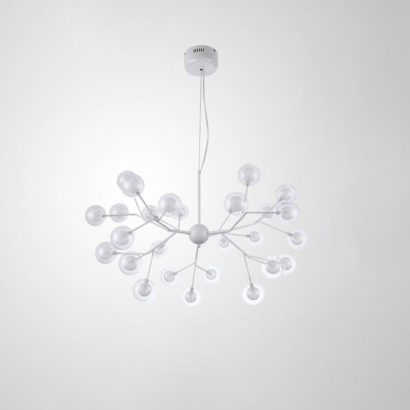 Double Glass Minimalist Molecule Chandelier - Stylish Living Room Lighting Fixture 27 / White