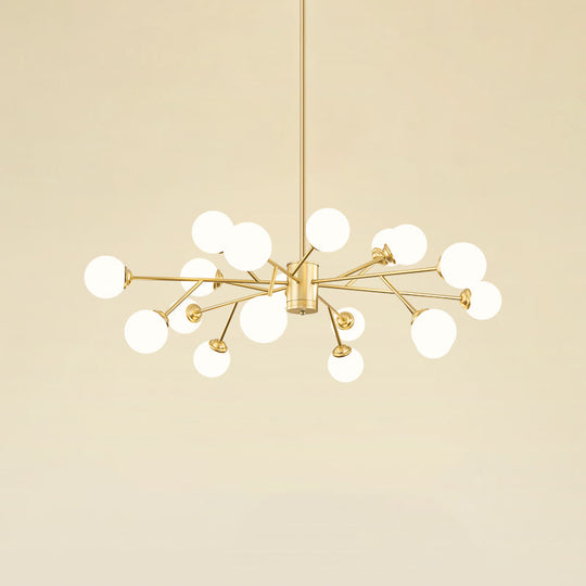 Nordic Milky Glass Chandelier Gold Suspension Light For Living Room