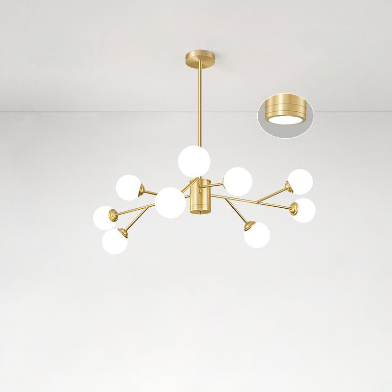 Nordic Milky Glass Chandelier Gold Suspension Light For Living Room 9 /