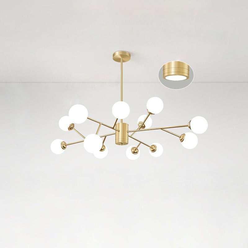 Nordic Milky Glass Chandelier Gold Suspension Light For Living Room 12 /