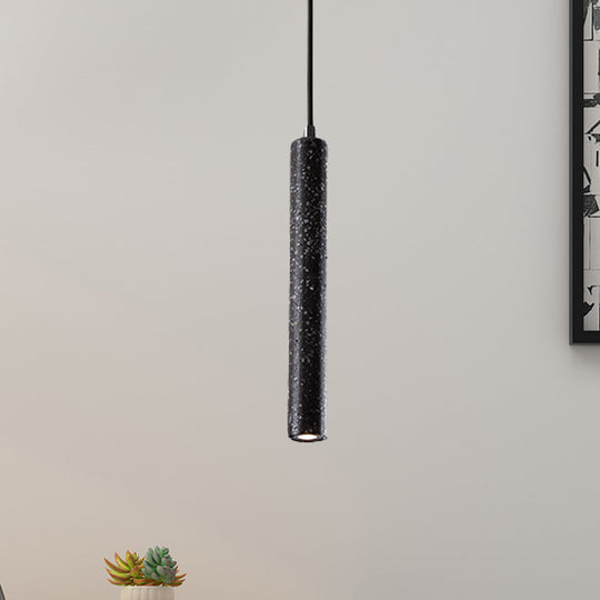 Nordic Style Concrete Pendant Light - 12"/21.5"H Tube, 1 Light, Black/White/Yellow