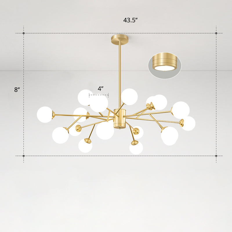 Nordic Milky Glass Chandelier Gold Suspension Light For Living Room