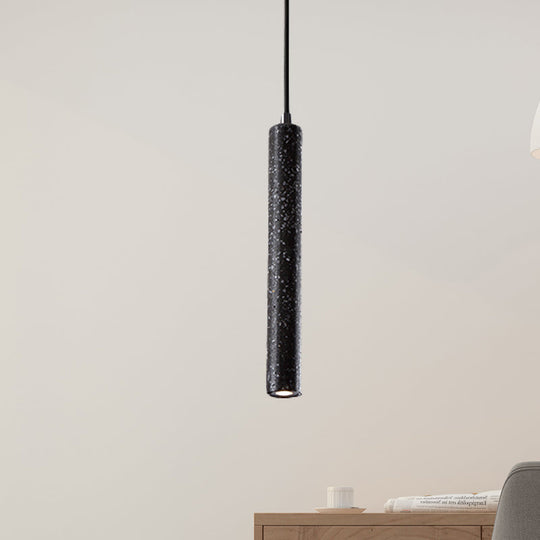 Nordic Style Concrete Pendant Light - 12"/21.5"H Tube, 1 Light, Black/White/Yellow