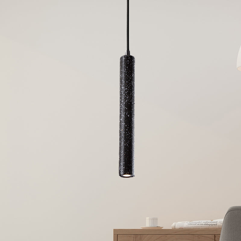 Nordic Style Concrete Tube Pendant Light - 12/21.5H Black/White/Yellow