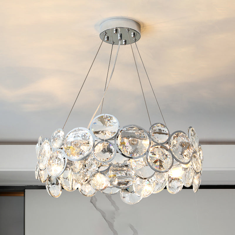 Stylish Beveled K9 Crystal Chandelier - Modern 8-Bulb Clear Pendant Lamp