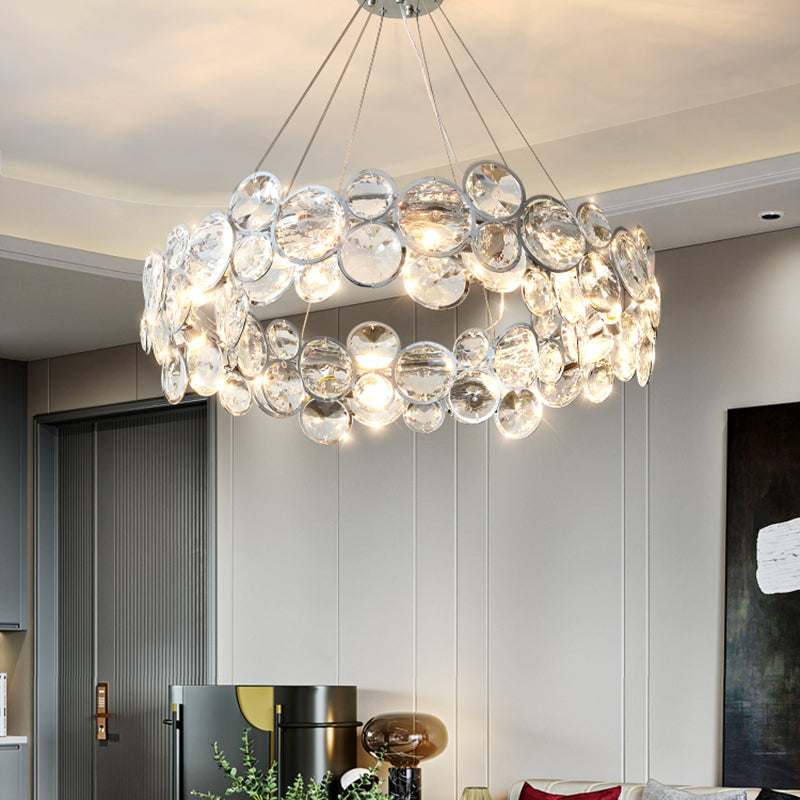 Stylish Beveled K9 Crystal Chandelier - Modern 8-Bulb Clear Pendant Lamp